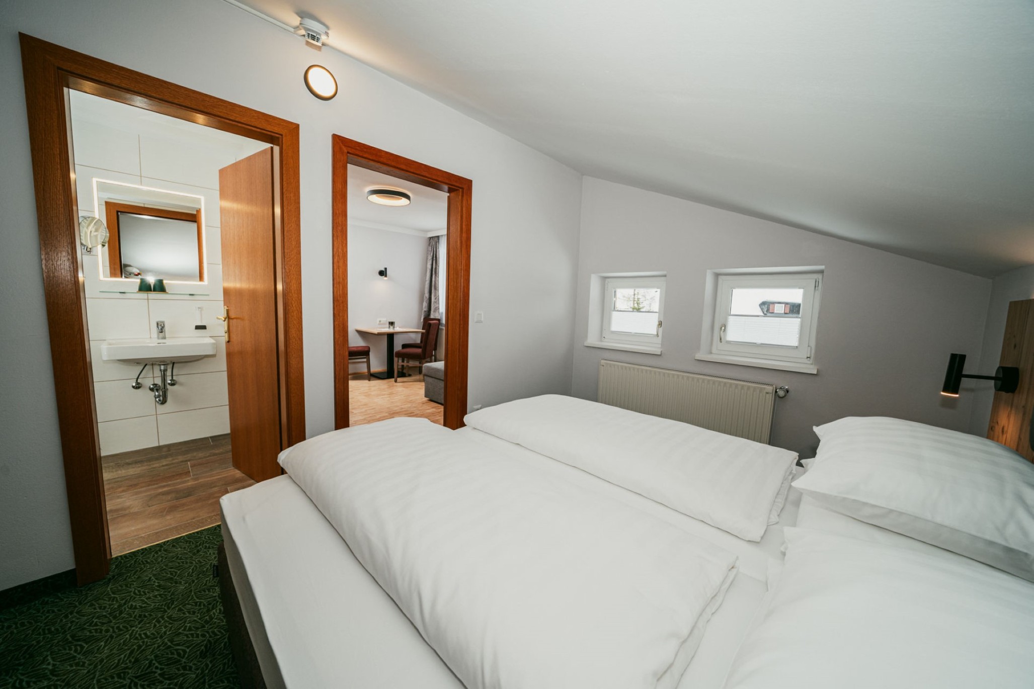 Schlafzimmer in der Ferienwohnung Typ A im Apparthotel Samson in Obertauern